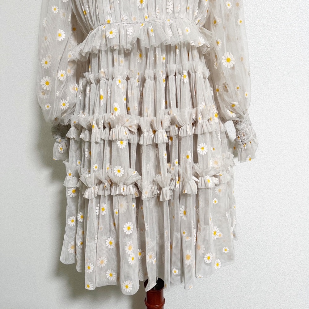 Lace & Beads Tulle Daisy Tiered Mini Dress - Picture 5 of 14